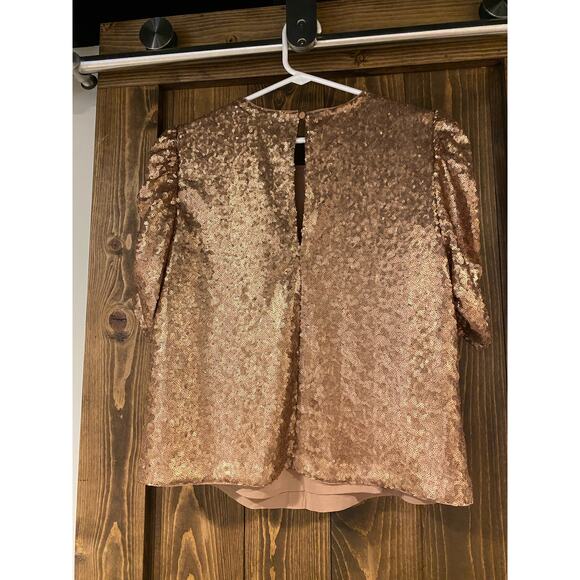 Abercrombie and Fitch Puff Sleeve Sequin Short Sleeve Top - Picture 2 of 3